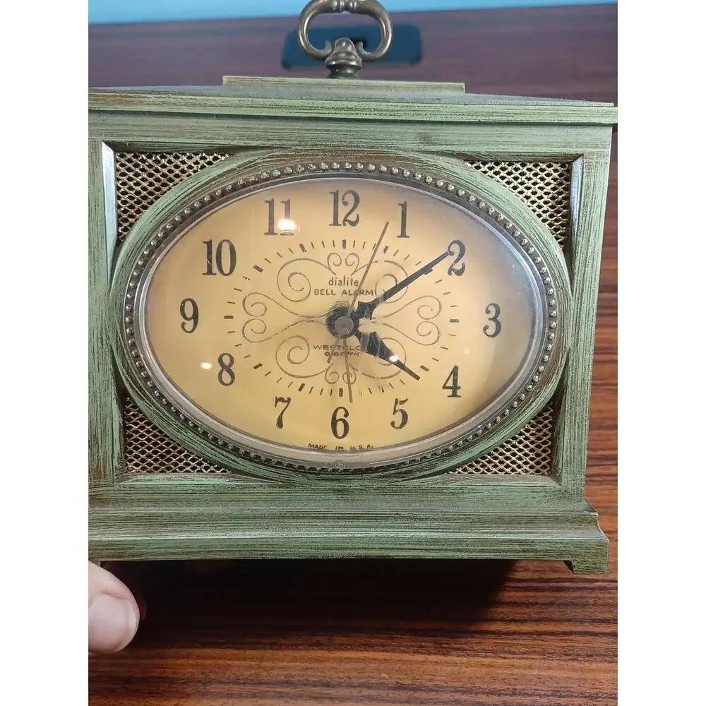 Vintage Green Westclox Dialite Bell Alarm Westclox Electric Clock Works 1960s